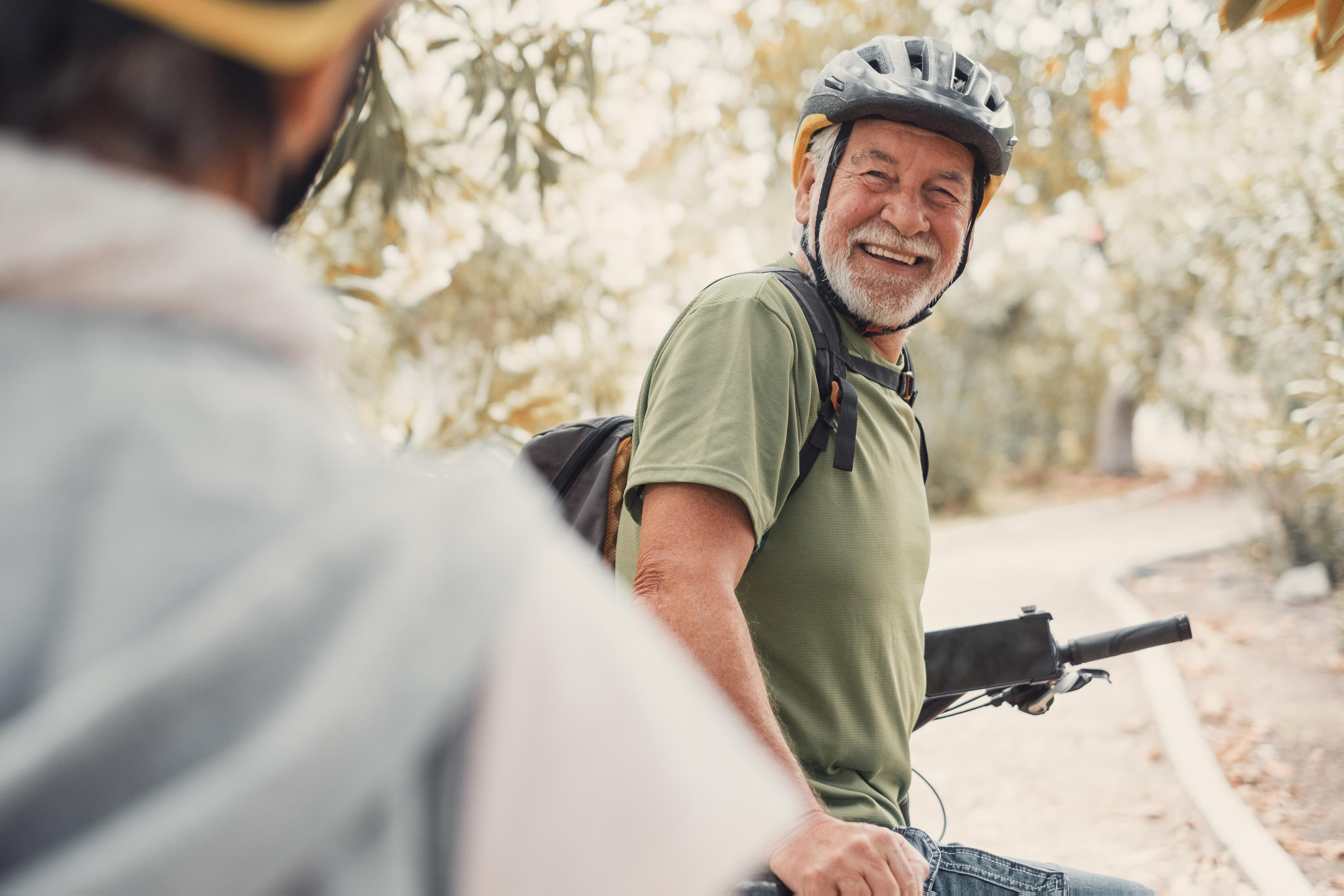 Elderly man cycling